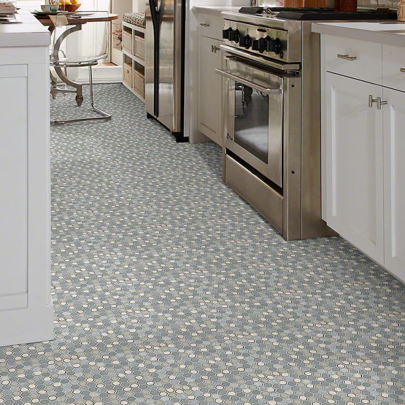 Shaw Floors Ceramic Solutions Molten Hexagon Glass Pewter