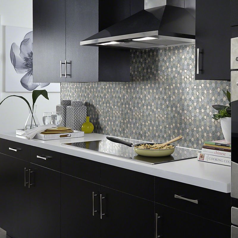 Shaw Floors Ceramic Solutions Molten Hexagon Glass Pewter