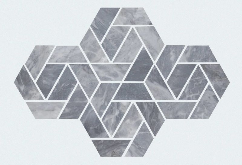 Shaw Floors Ceramic Solutions Chateau Double Hexagon Mosaic Bardiglio Cloud