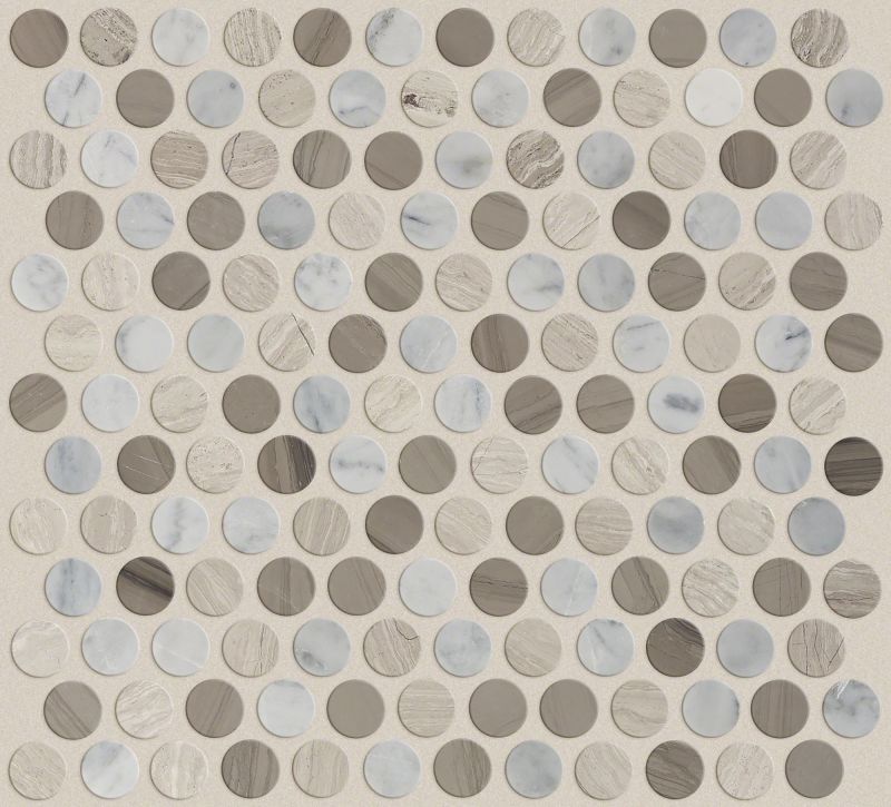 Shaw Floors Ceramic Solutions Chateau Penny Round Mosaic Bian/Carr/Rock/Urb Gy