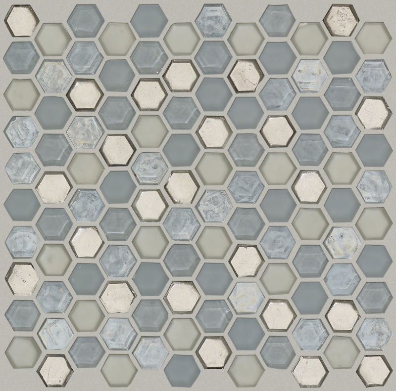 Shaw Floors Ceramic Solutions Molten Hexagon Glass Pewter