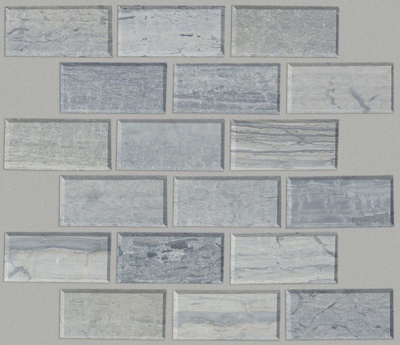 Shaw Floors Ceramic Solutions Chateau 2x4 Beveled Edge Mosai Blue Grigio