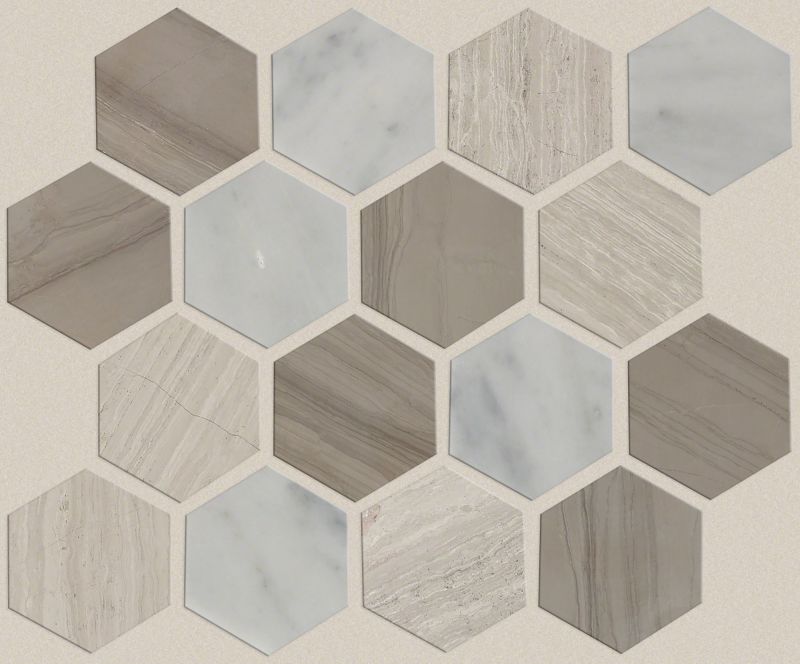Shaw Floors SFA Pearl Mosaic Hex Bianco C Rockw