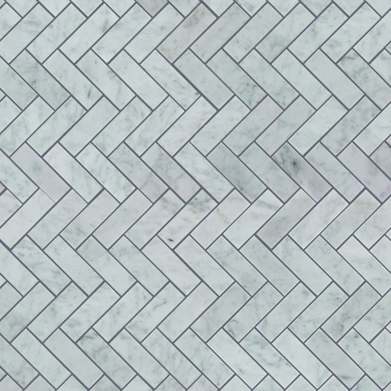 Shaw Floors SFA Pearl Herringbone Mosaic Bianco Carrara