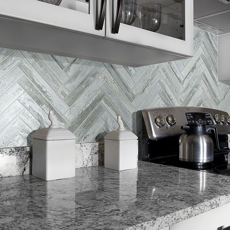 Shaw Floors Ceramic Solutions Fusion Herringbone Mosaic Titanium