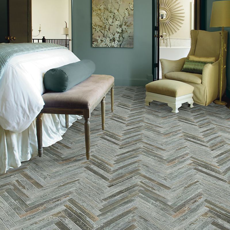 Shaw Floors Ceramic Solutions Fusion Herringbone Mosaic Steel