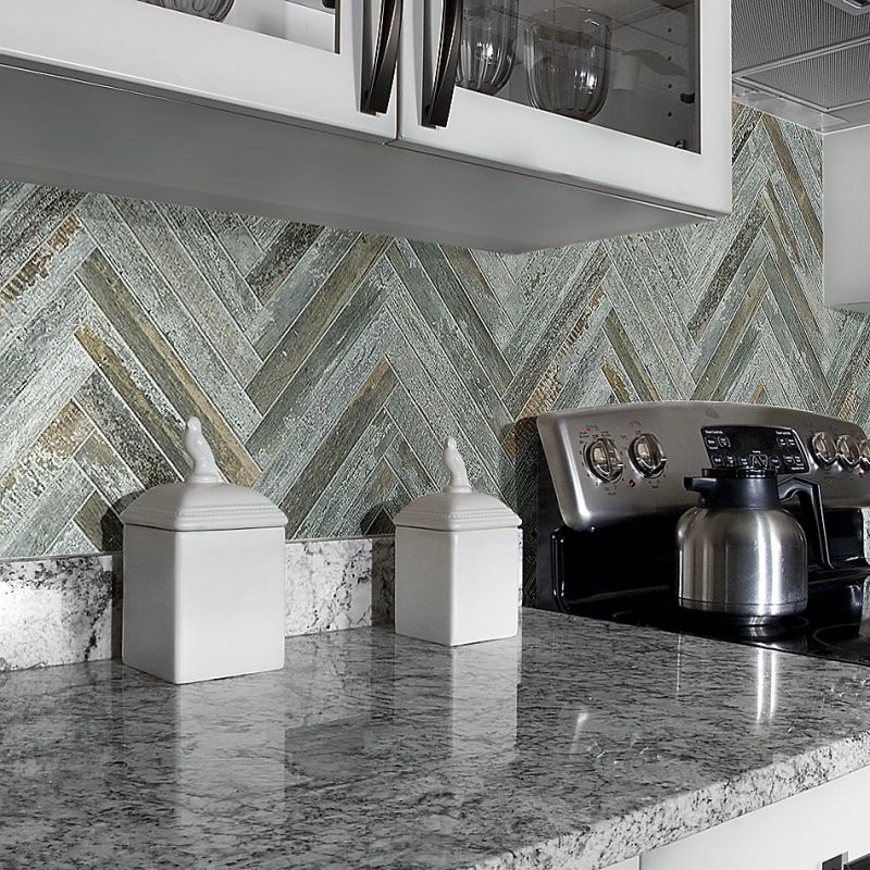 Shaw Floors Ceramic Solutions Fusion Herringbone Mosaic Steel