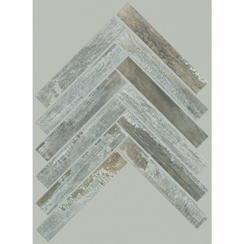 Shaw Floors Ceramic Solutions Fusion Herringbone Mosaic Steel