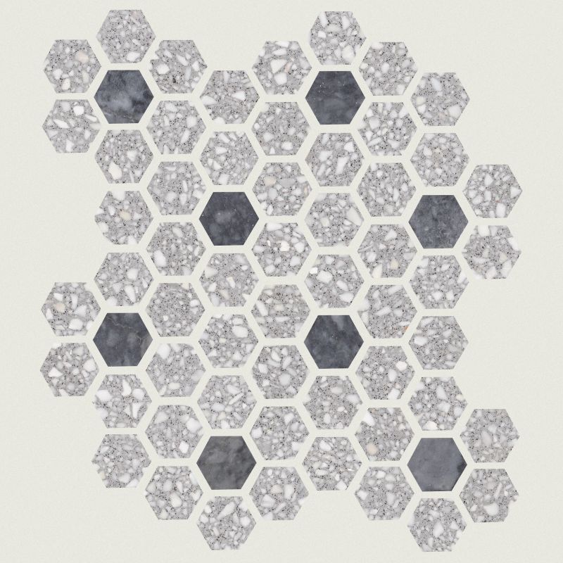 Shaw Floors Ceramic Solutions Noble Pursuit 1.4 Hex Grey Terrazzo