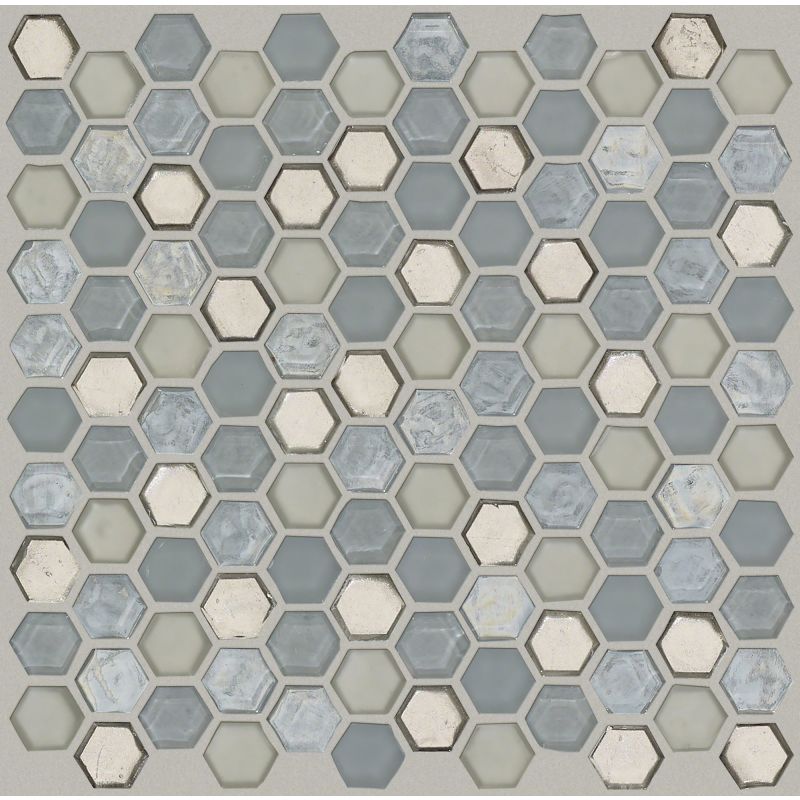 Shaw Floors Ceramic Solutions Molten Hexagon Glass Pewter